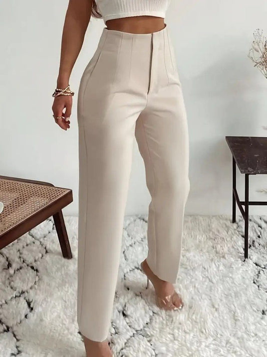 Damen High-Waist Front-Zip Import Crepe Hose