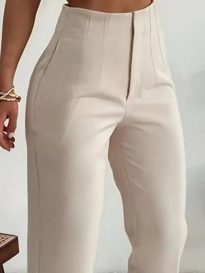 Damen High-Waist Front-Zip Import Crepe Hose