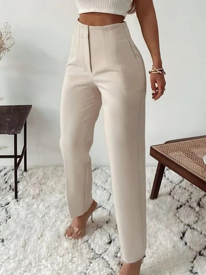 Damen High-Waist Front-Zip Import Crepe Hose