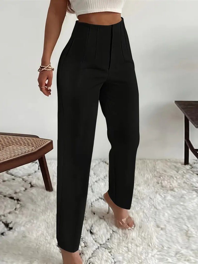 Damen High-Waist Front-Zip Import Crepe Hose