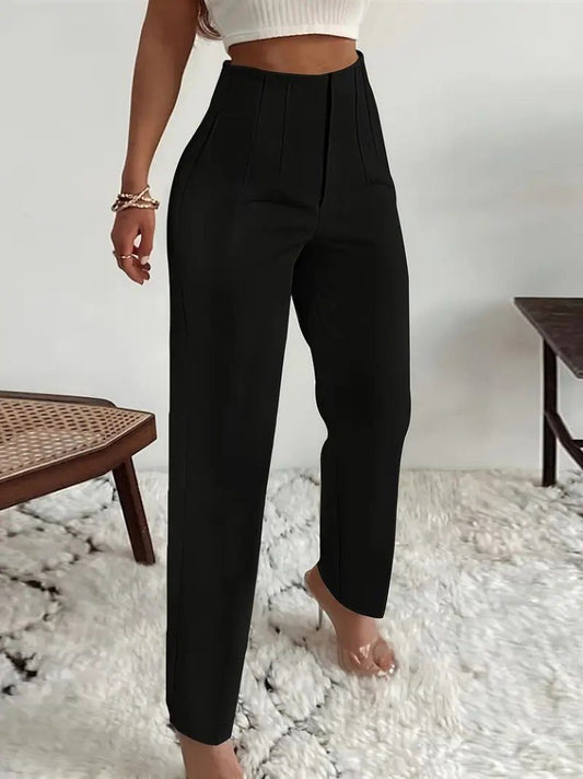 Damen High-Waist Front-Zip Import Crepe Hose