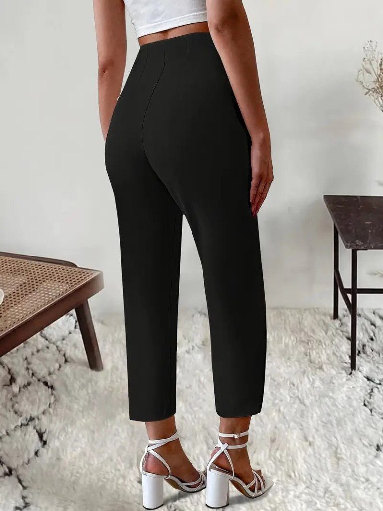 Damen High-Waist Front-Zip Import Crepe Hose