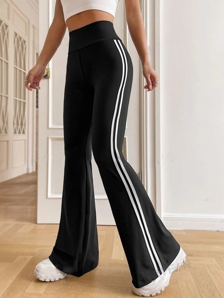 JANE'S Damen High Waist Streifen Detail Spanische Bein Taucher Hose