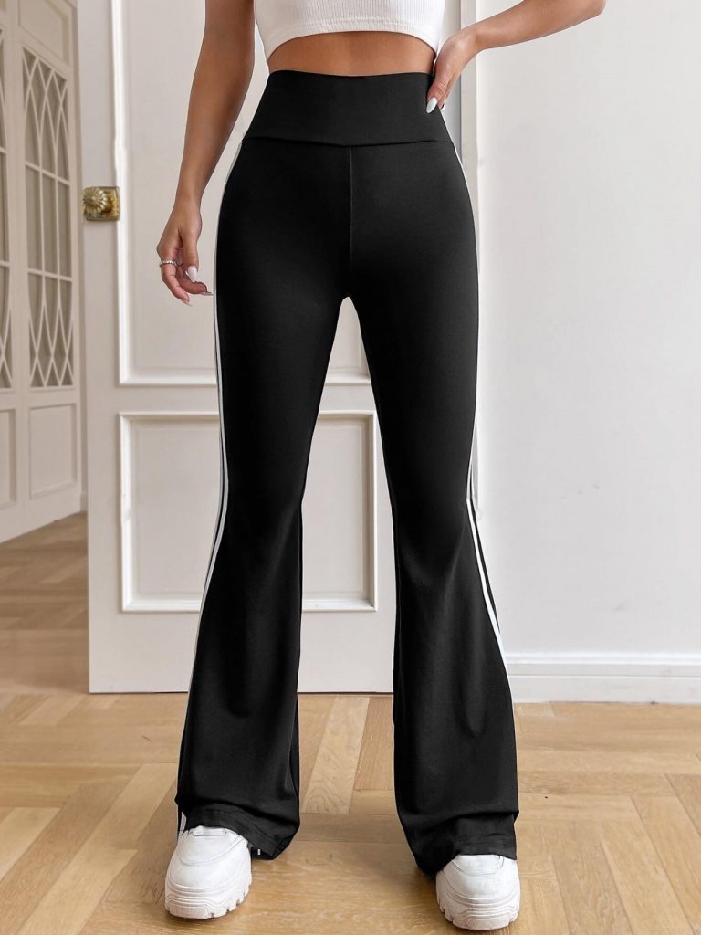 JANE'S Damen High Waist Streifen Detail Spanische Bein Taucher Hose
