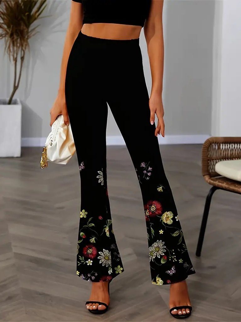 JANE'S Blumige High-Waisted Spanische Schlaghose