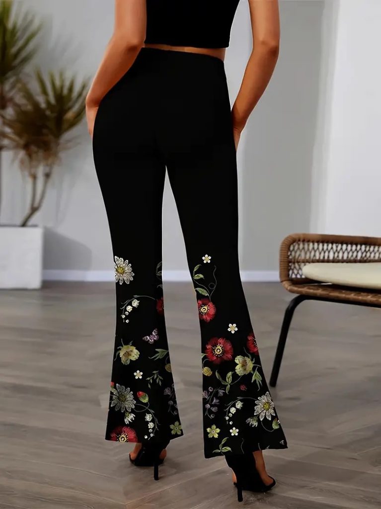 JANE'S Blumige High-Waisted Spanische Schlaghose