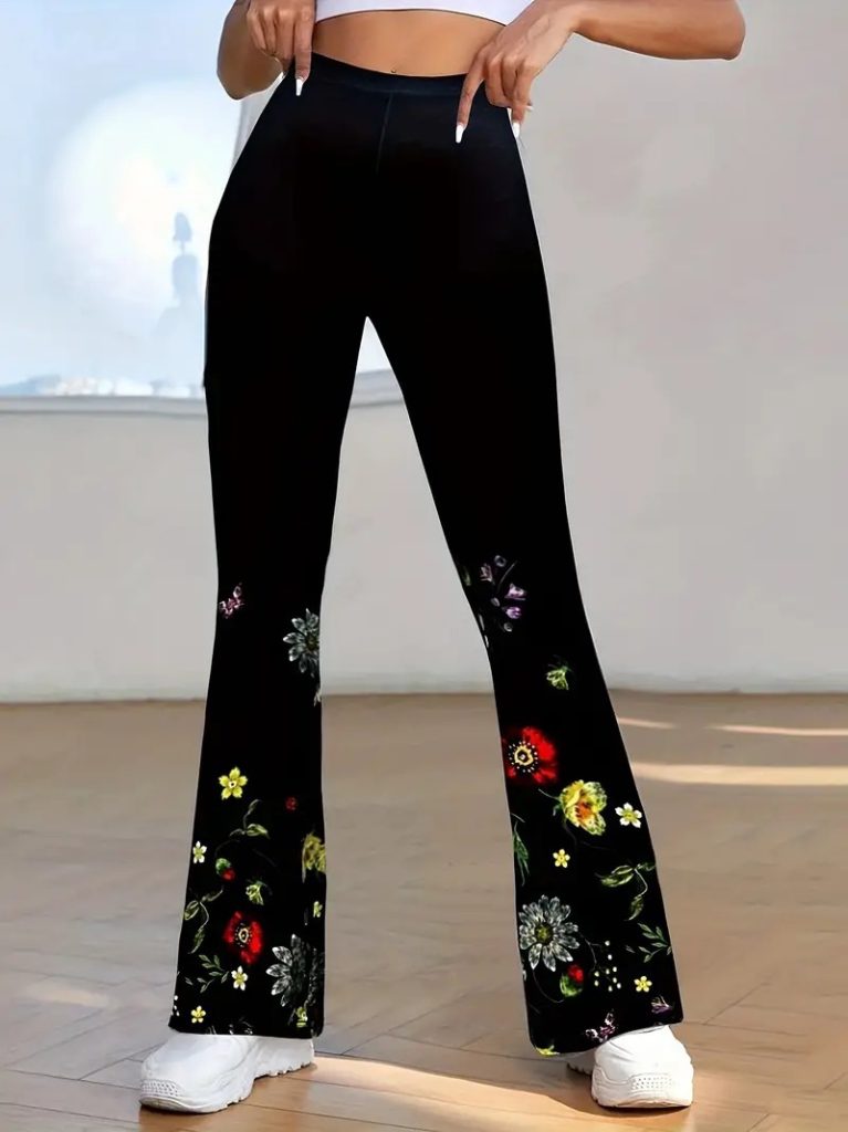 JANE'S Blumige High-Waisted Spanische Schlaghose