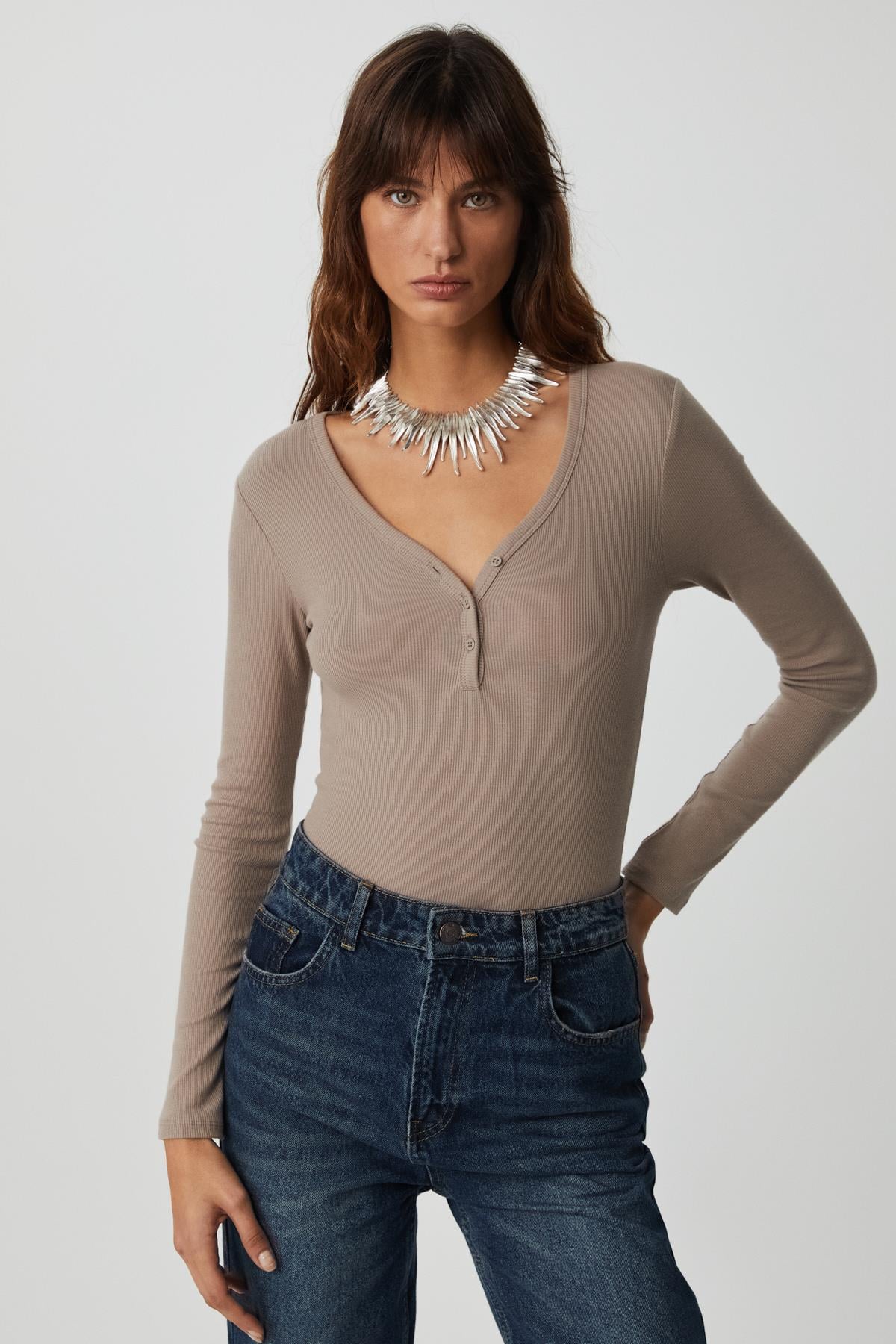 KALANI Damen V-Ausschnitt Bluse