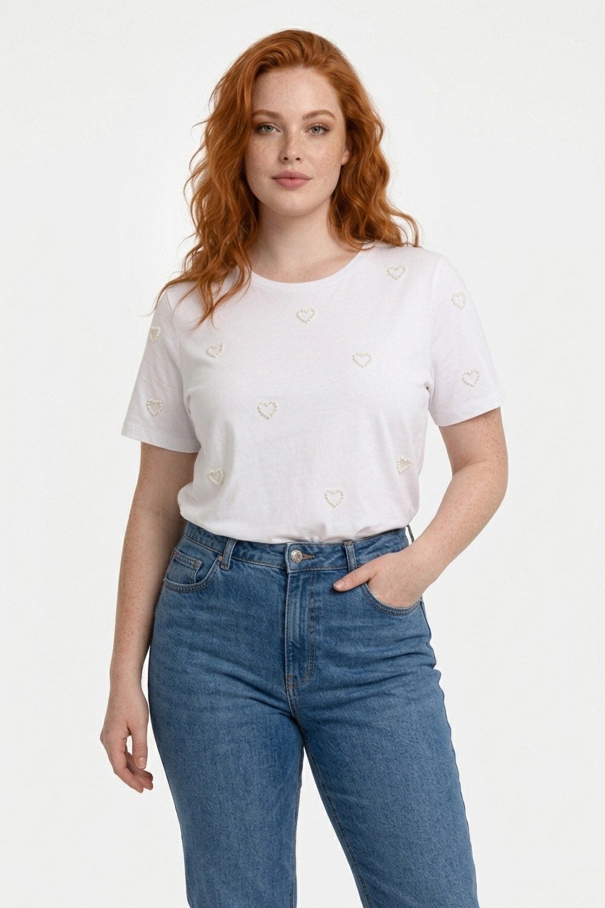 Herz-Detail Basic T-Shirt