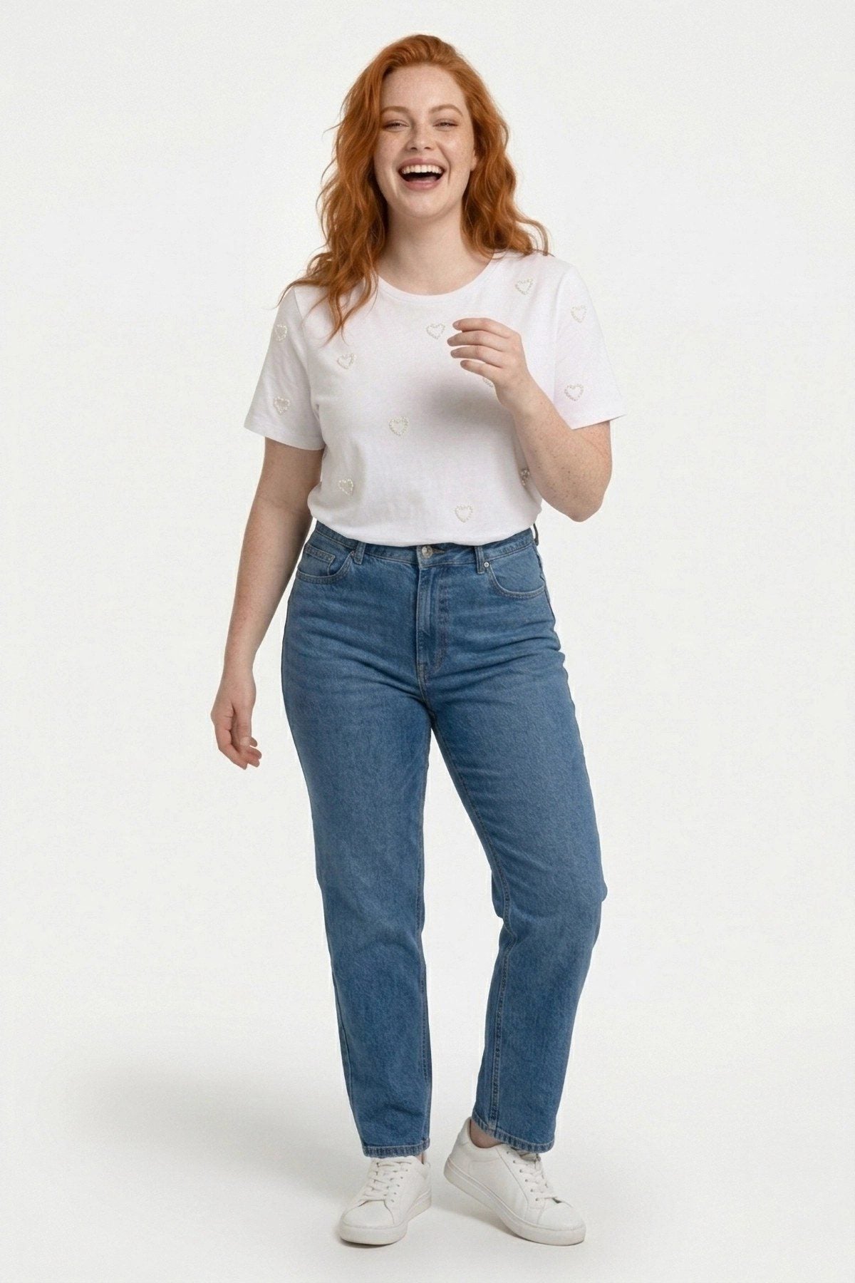 Herz-Detail Basic T-Shirt
