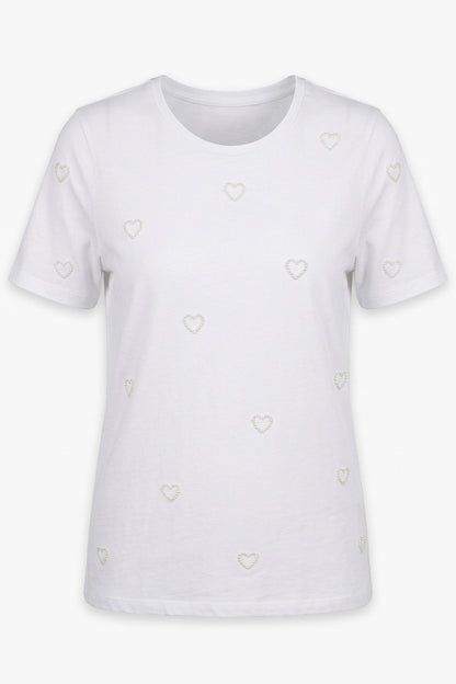 Herz-Detail Basic T-Shirt