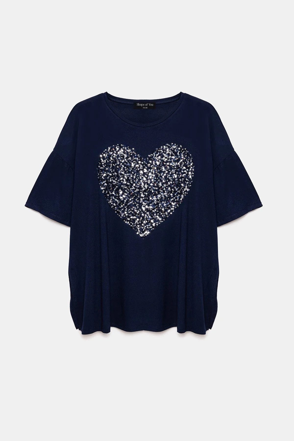 T-Shirt mit Herz-Paillettenstickerei