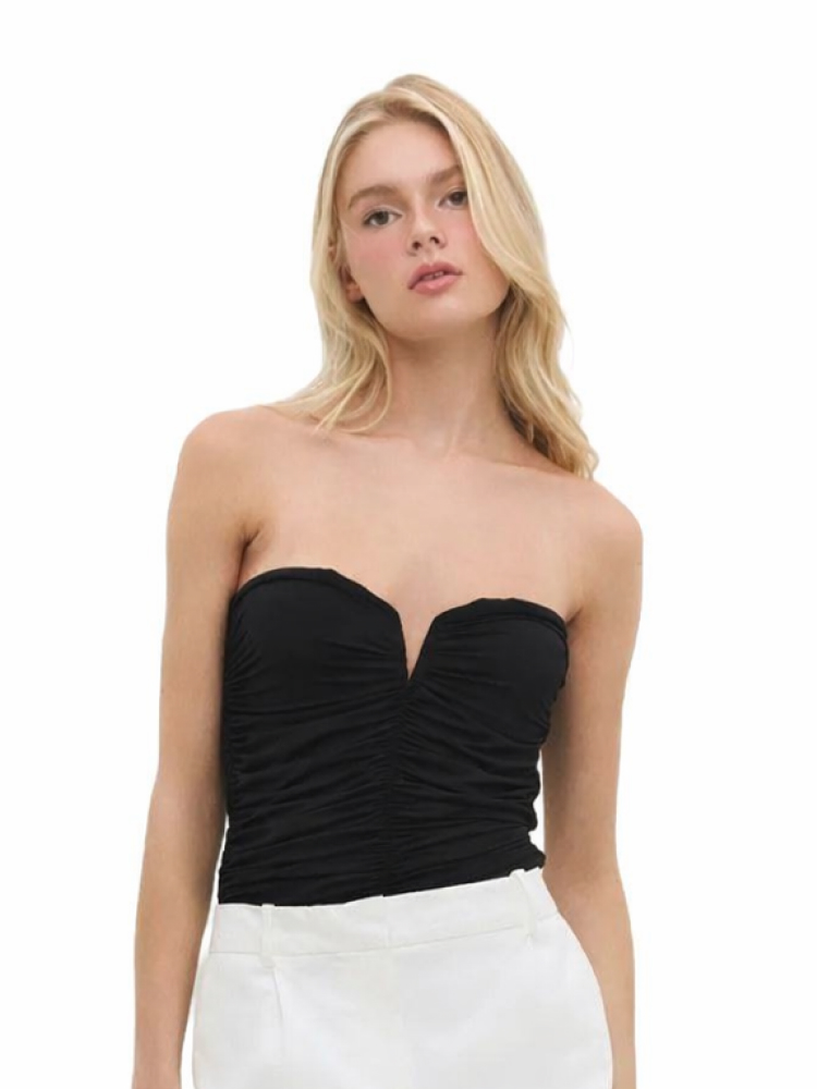 Herzförmiger, geraffter, trägerloser Bustier
