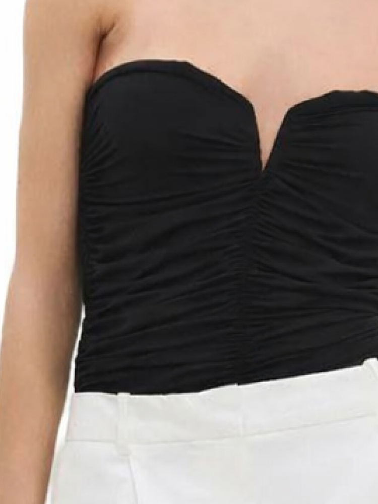 Herzförmiger, geraffter, trägerloser Bustier