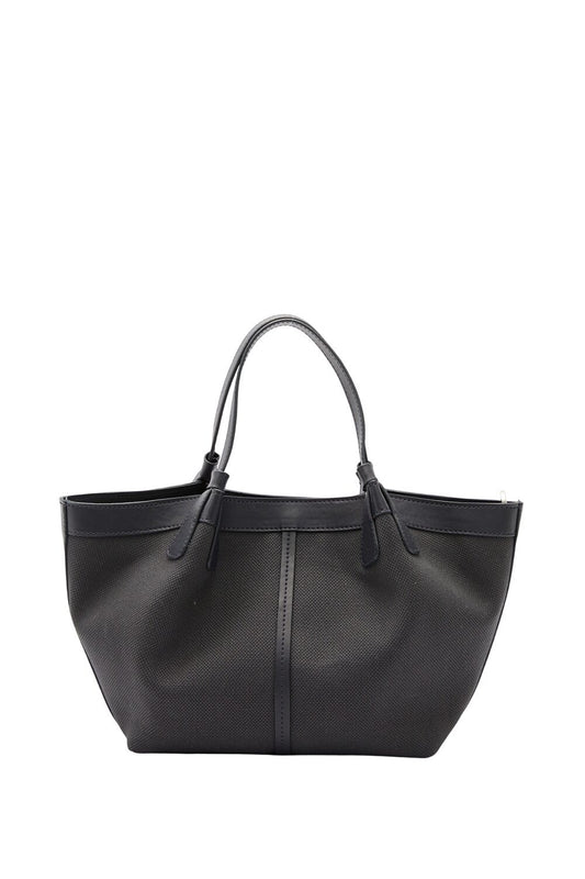 SCHWARZE MINI-TASCHE MIT CANVAS-NAHT-DETAILS