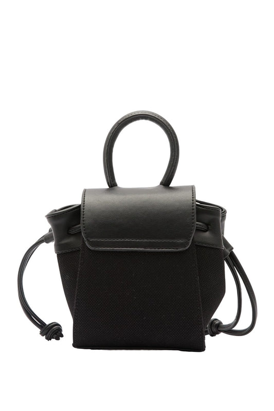 SCHWARZE MINI-TASCHE MIT CANVAS-HÜLLE