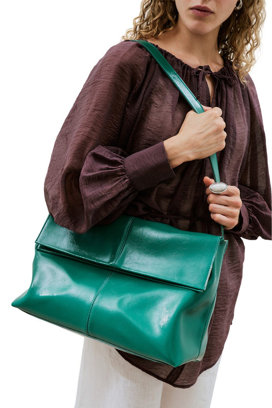 Ledertasche mit Überschlag, braun