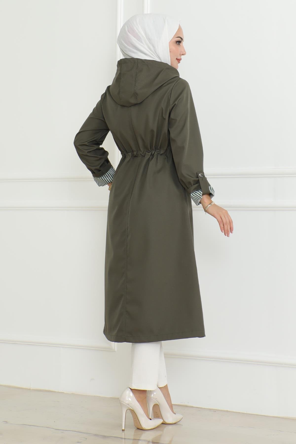 Kapuzen-Zipper-Trenchcoat Beige 19205