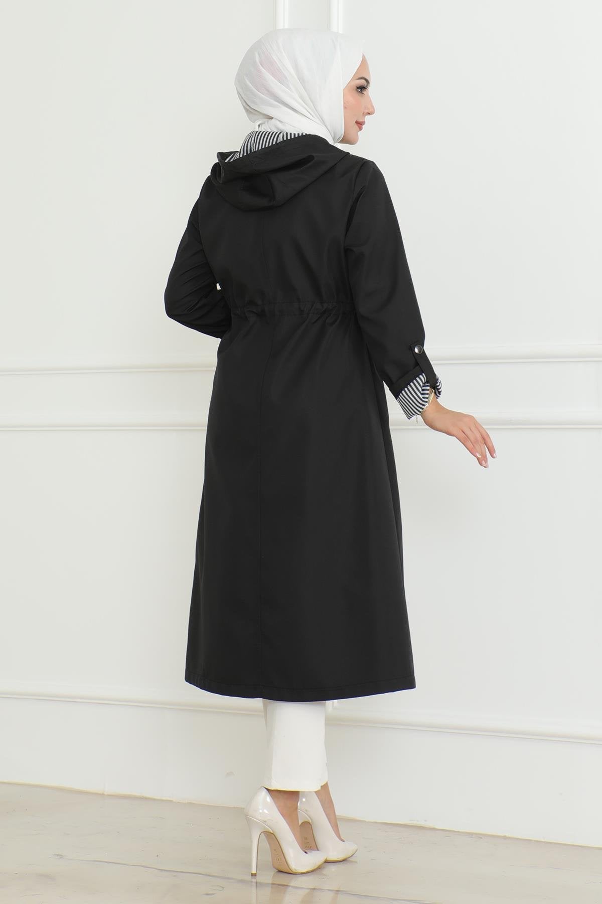 Kapuzen-Zipper-Trenchcoat Beige 19205
