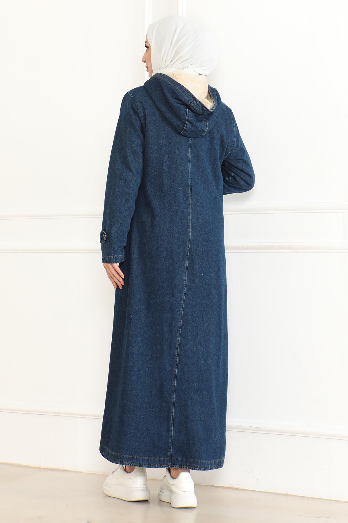 Kapuzen-Denimjacke Dunkelblau 19230