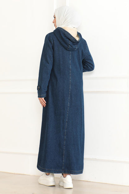 Kapuzen-Denimjacke Dunkelblau 19230