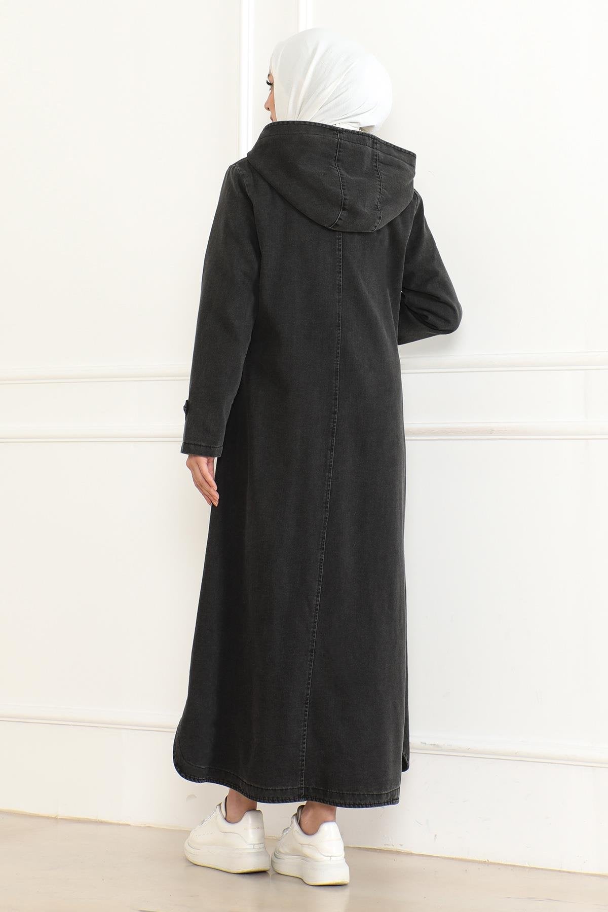 Kapuzen-Denimjacke Dunkelblau 19230