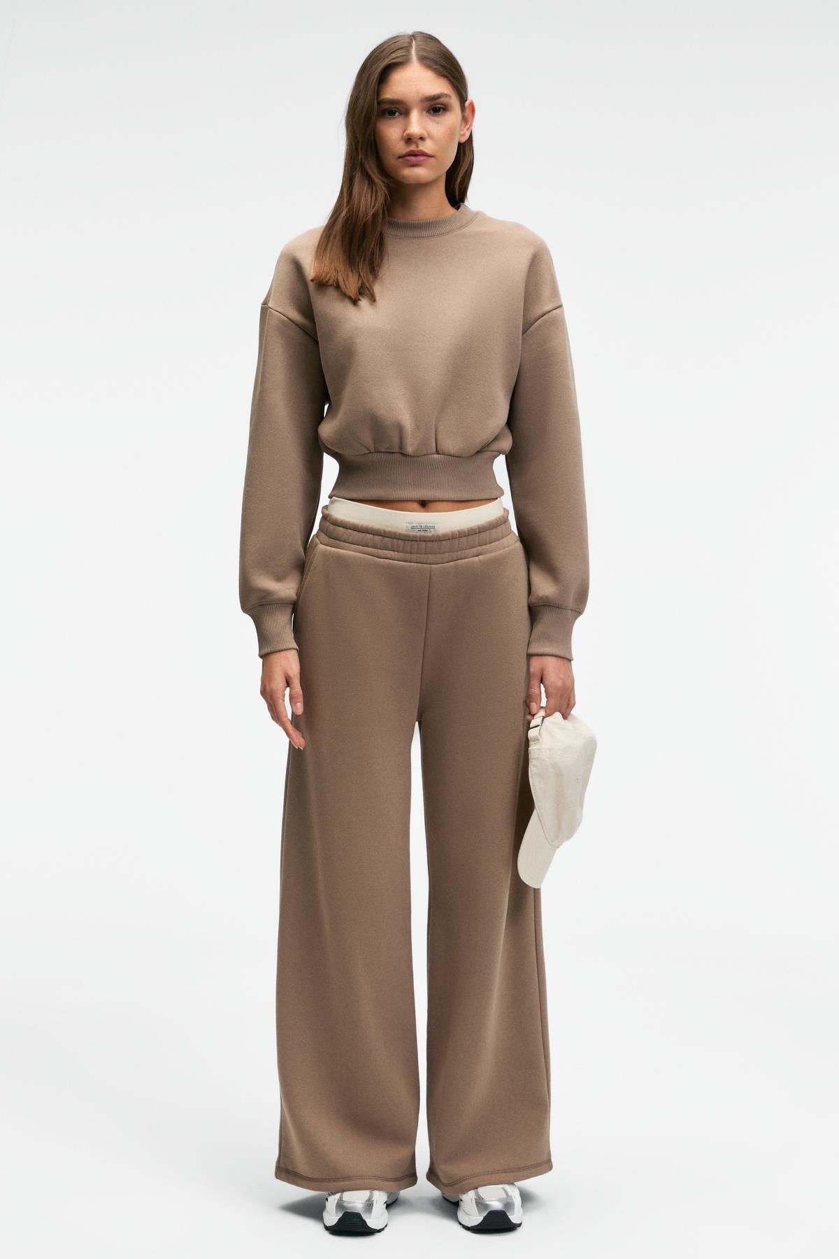 GRIMELANGE KARALIS Damen Crop Sweatshirt Taupe