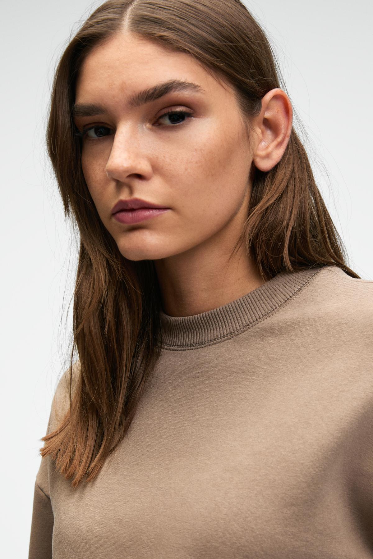 GRIMELANGE KARALIS Damen Crop Sweatshirt Taupe