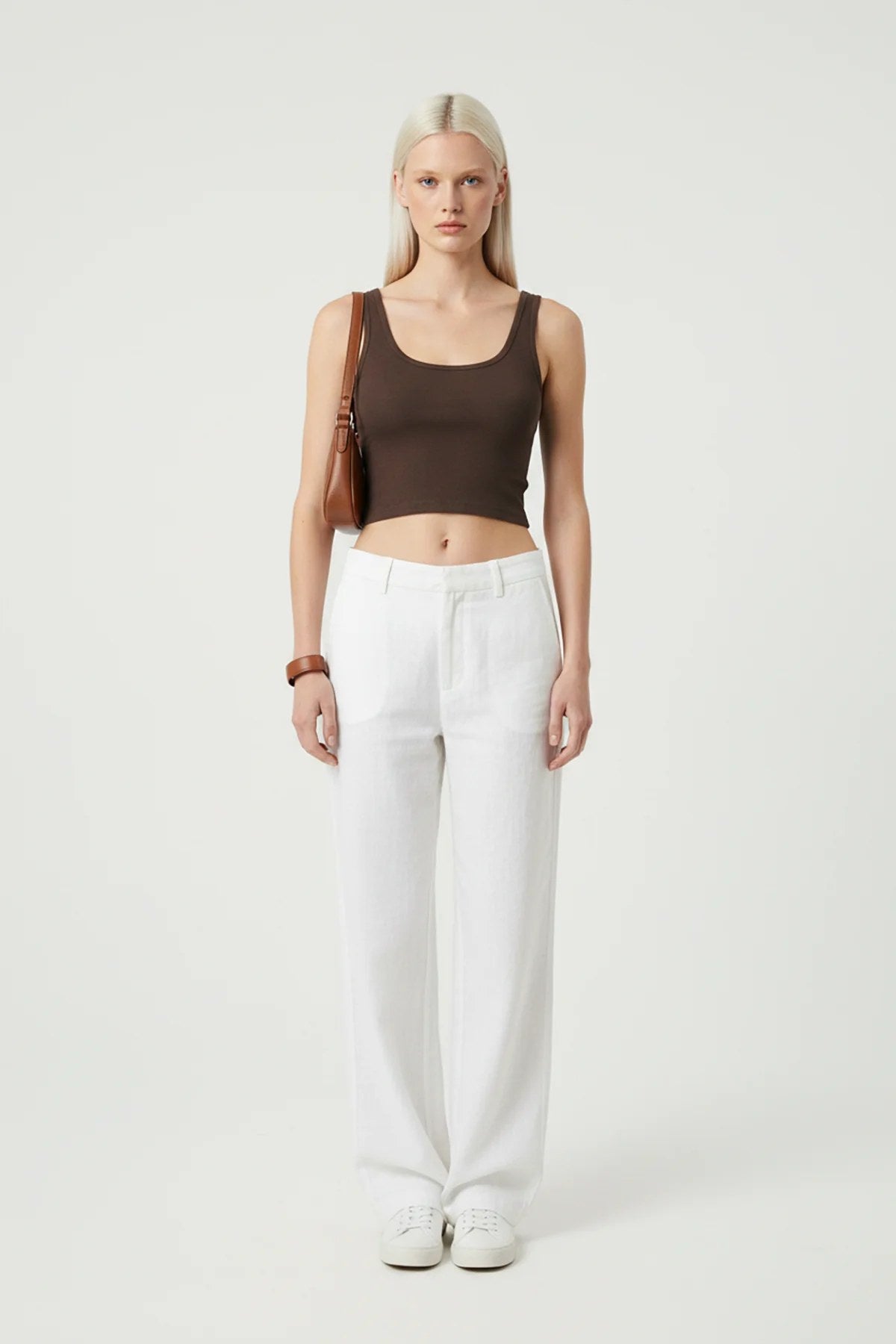 Quadratisches Neck Träger Crop Top