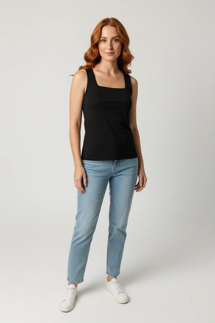 Basic-Tanktop mit eckigem Ausschnitt