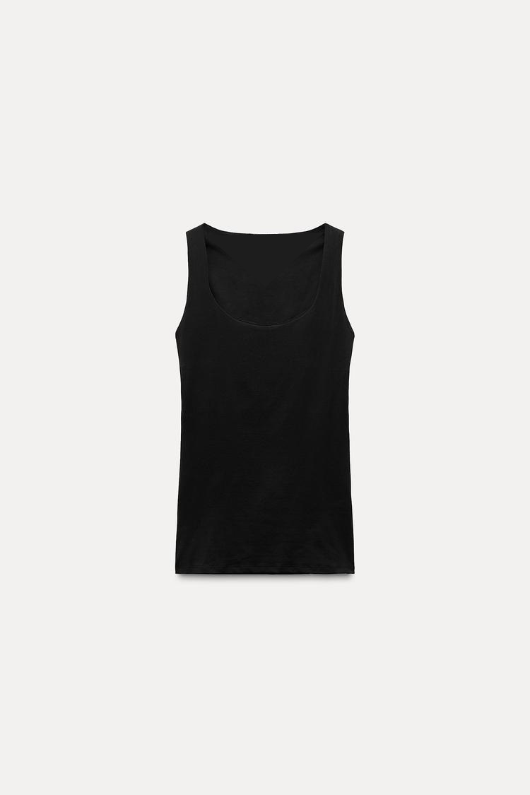 Bluse mit eckigem Ausschnitt und breiten Trägern
