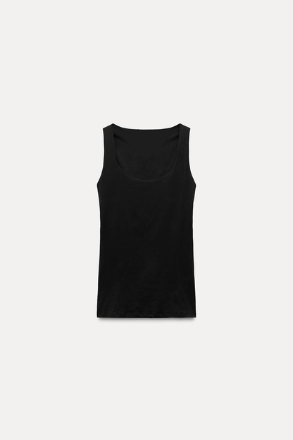 Bluse mit eckigem Ausschnitt und breiten Trägern