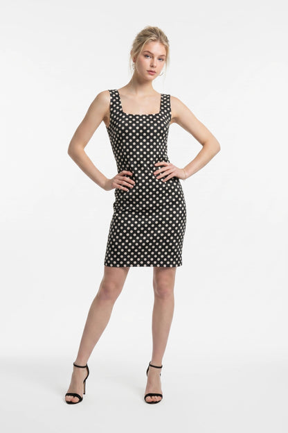 Quadratischer Ausschnitt Punkte Mini-Kleid
