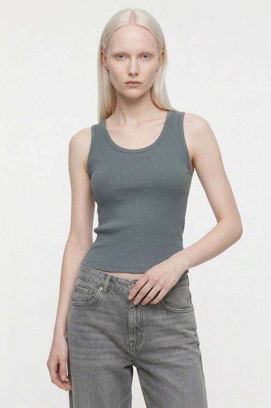 Rippstrick Basic Top mit Stretch