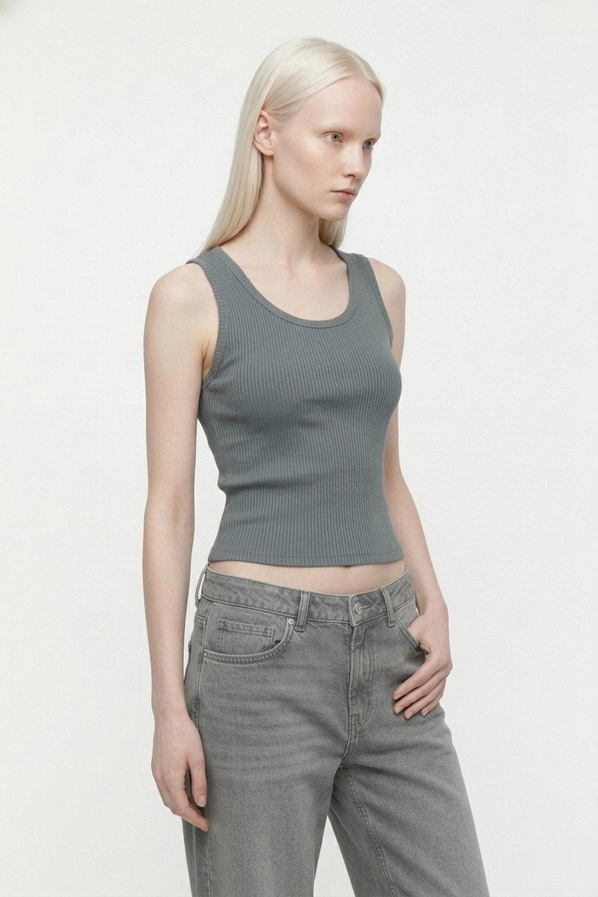 Rippstrick Basic Top mit Stretch