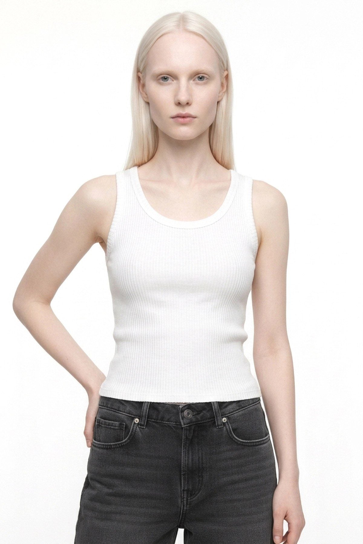 Rippstrick Basic Top mit Stretch