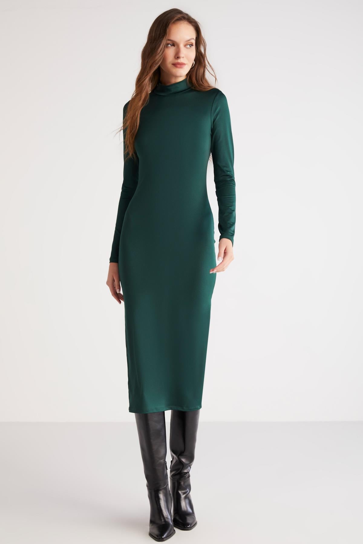 ETHIQUET Gestricktes Bleistift Midikleid Green
