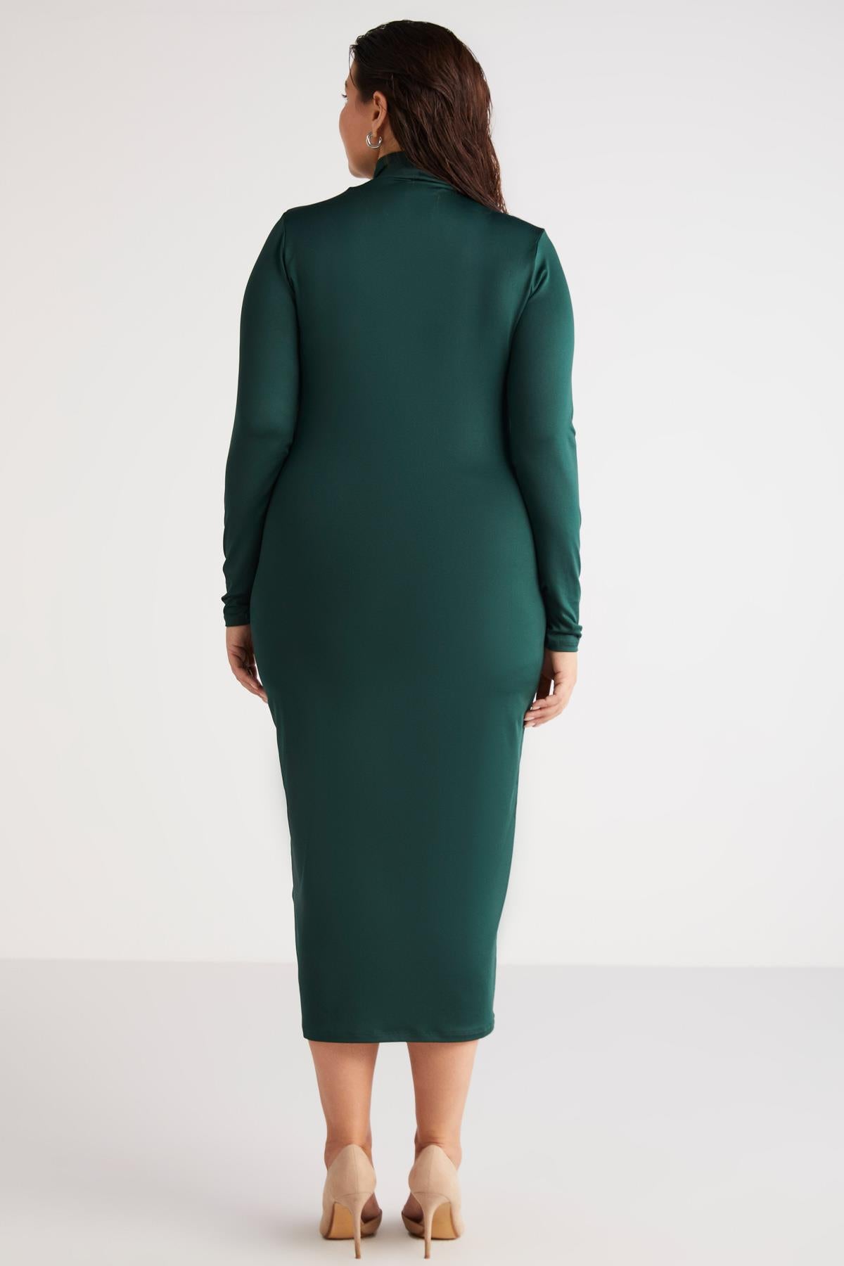 ETHIQUET Plus Size Gestricktes Bleistiftkleid Green