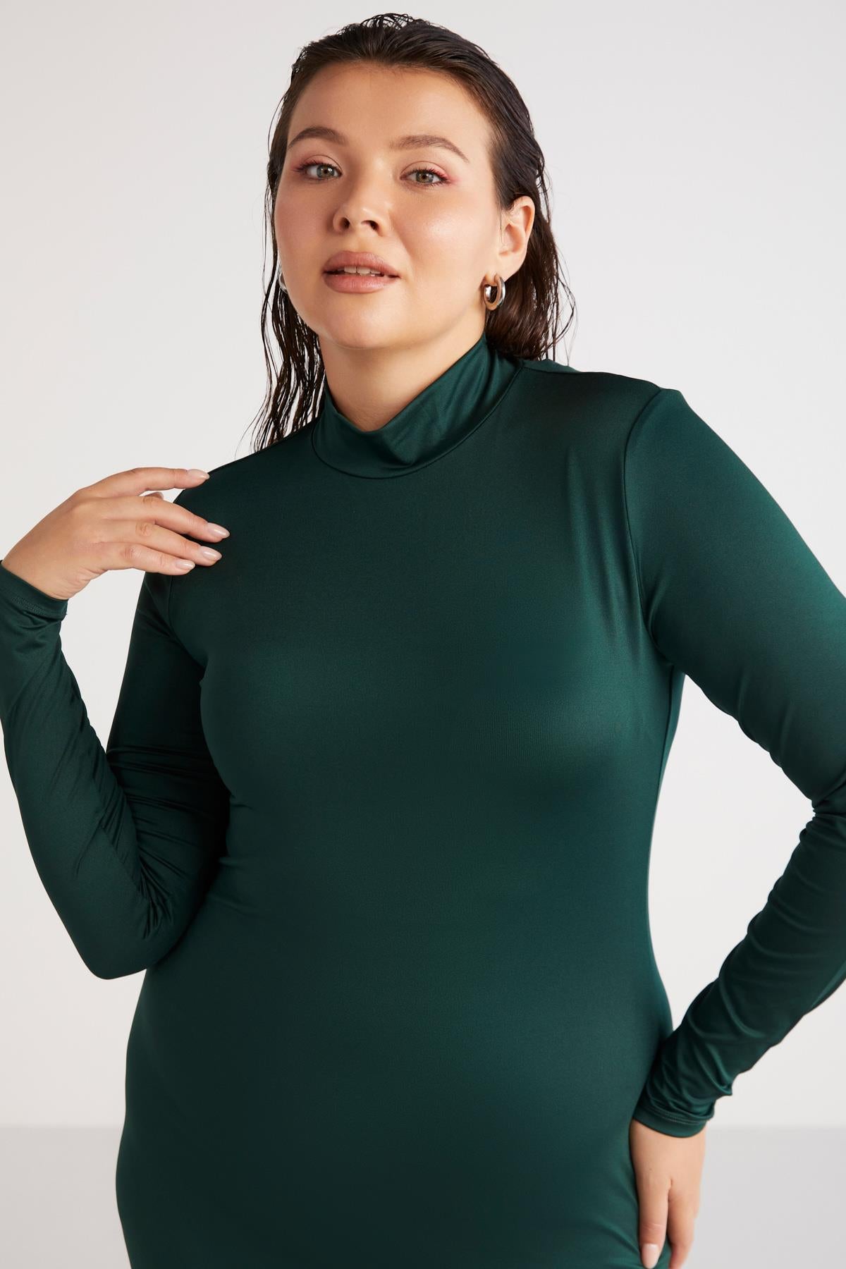 ETHIQUET Plus Size Gestricktes Bleistiftkleid Green