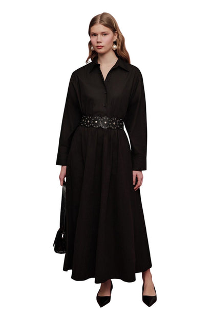 Katy Gabardine Raffung Rock Schwarz