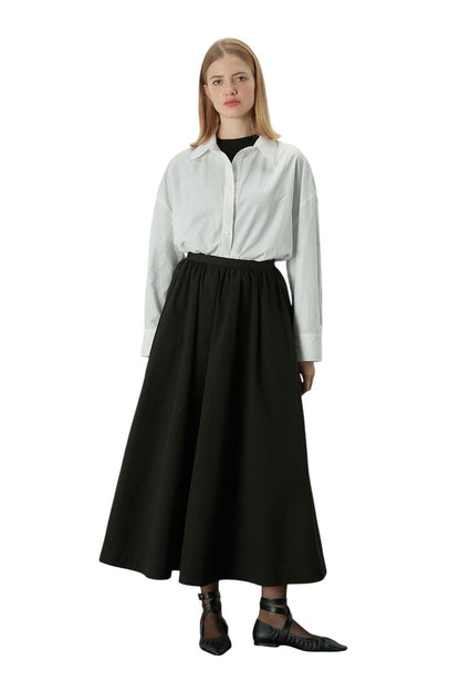 Katy Gabardine Raffung Rock Schwarz