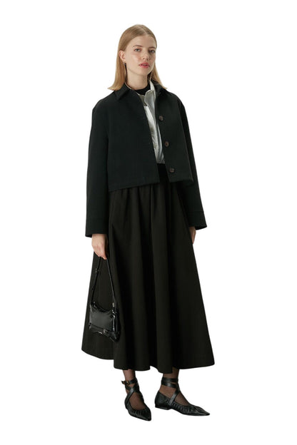 Katy Gabardine Raffung Rock Schwarz