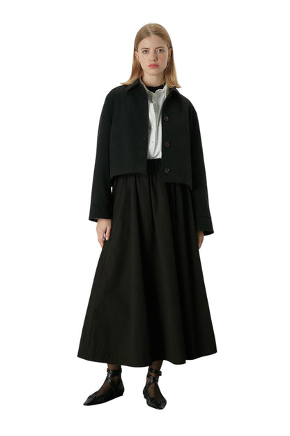 Katy Gabardine Raffung Rock Schwarz