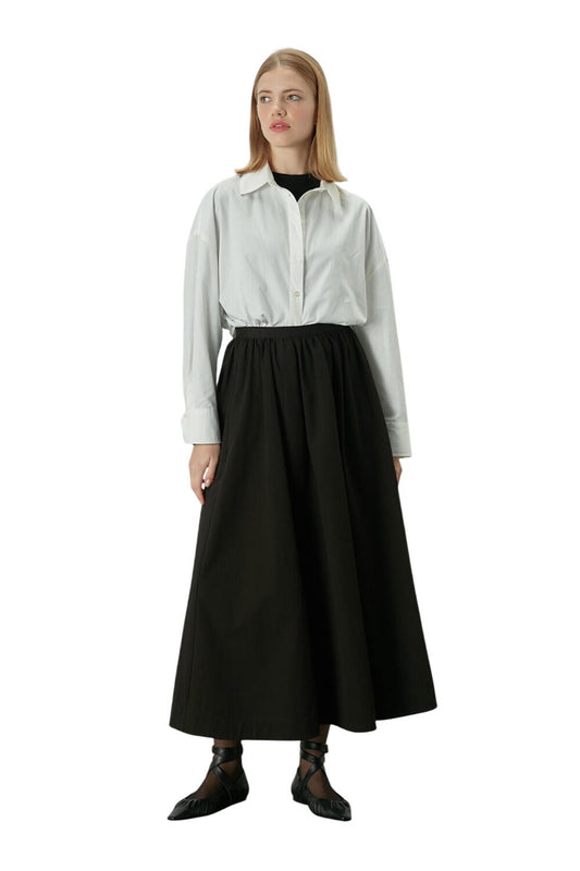 Katy Gabardine Raffung Rock Schwarz