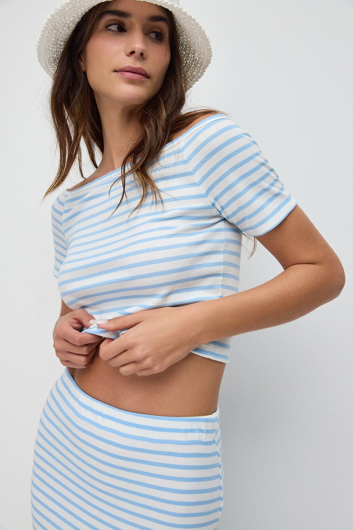 Gestreifte Crop-Bluse