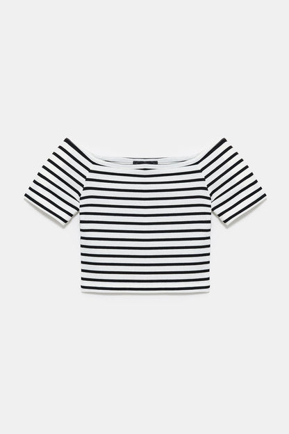 Gestreifte Crop-Bluse
