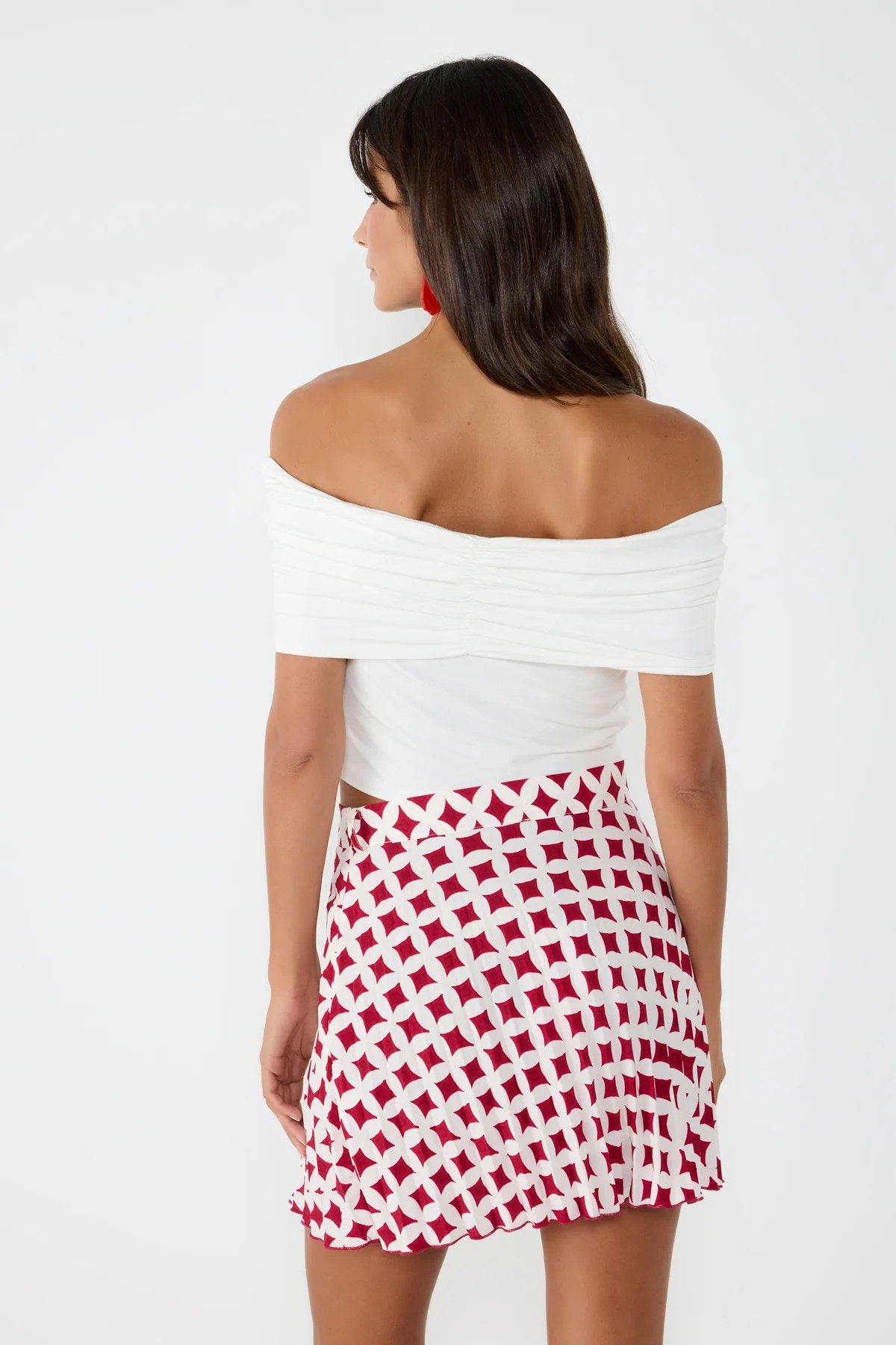 Bluse mit U-Boot-Ausschnitt und geraffter Vorderseite