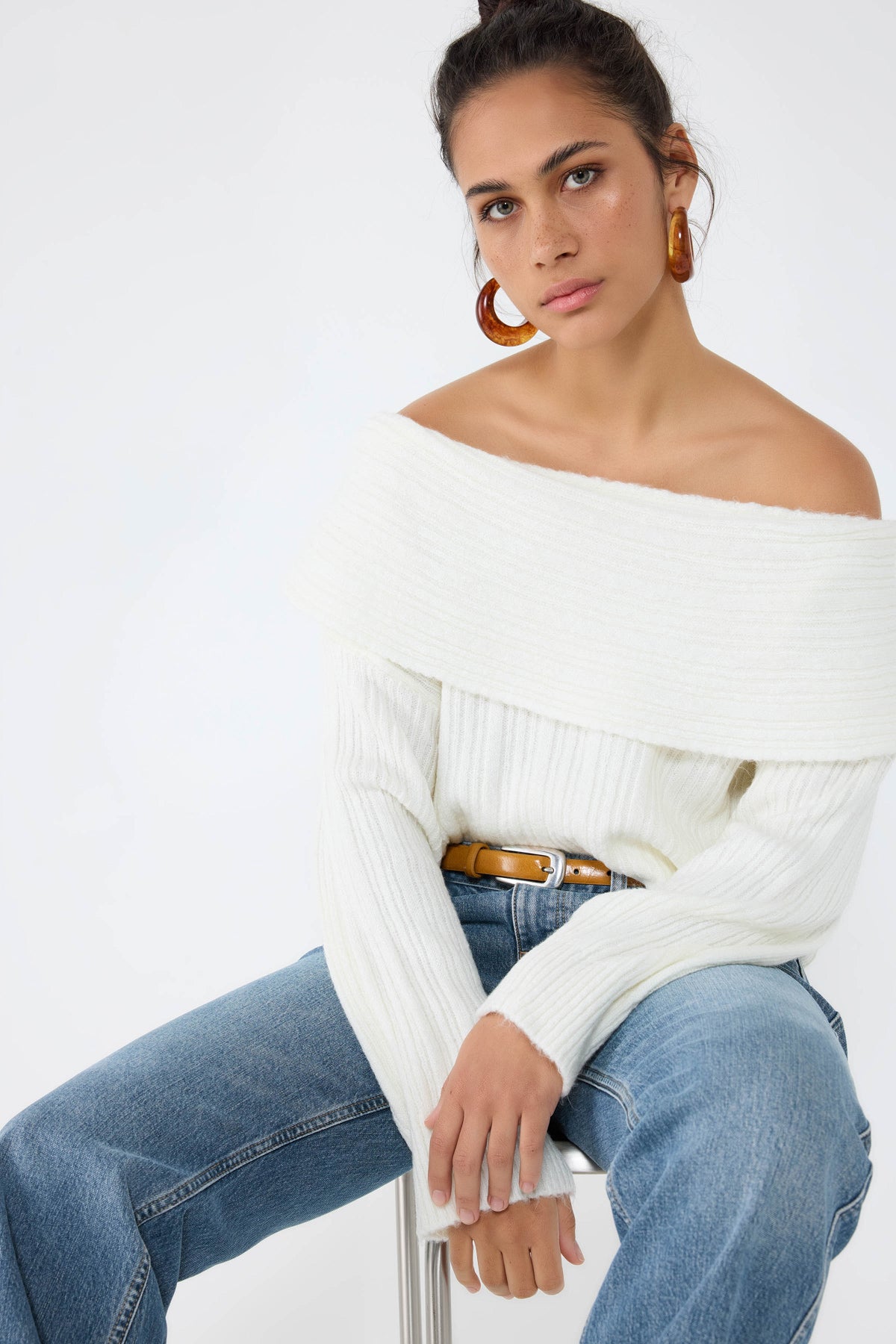 Strickpullover mit U-Boot-Ausschnitt