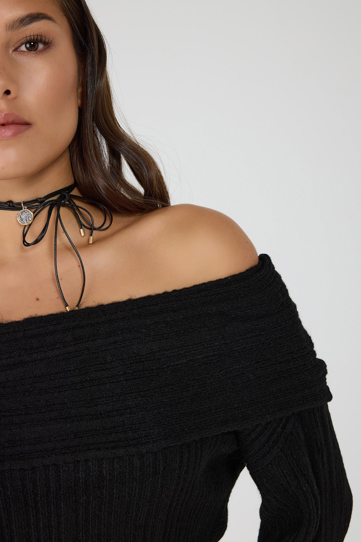 Strickpullover mit U-Boot-Ausschnitt