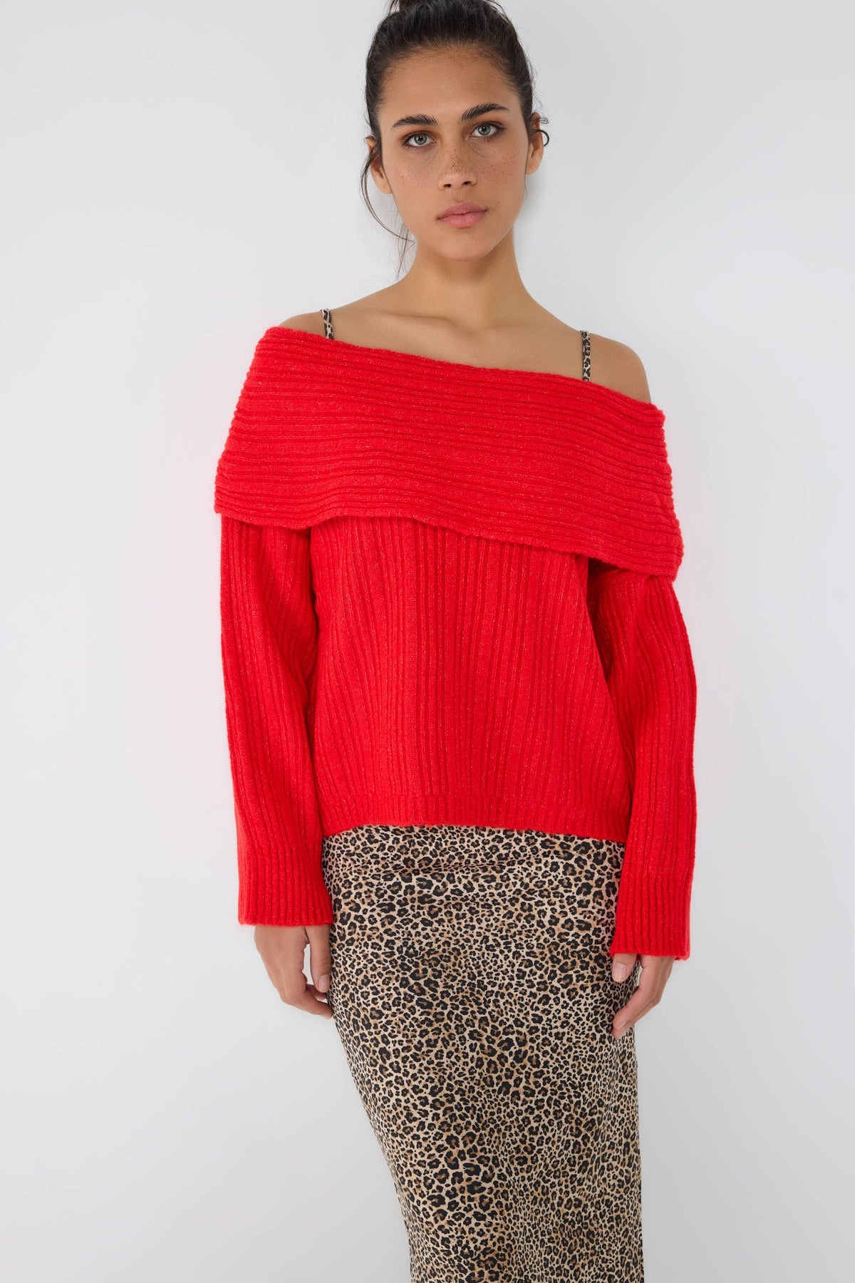 Strickpullover mit U-Boot-Ausschnitt